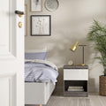 Naia Bedside 1 Drawer 1 Shelf in Concrete and White High Gloss - image 5