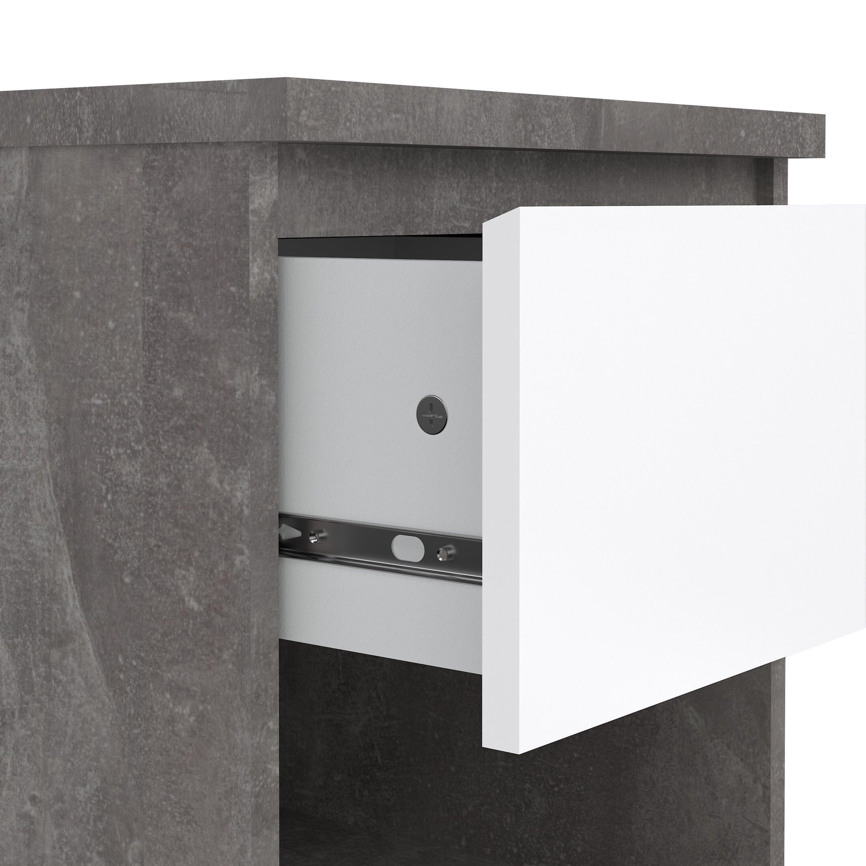 Naia Bedside 1 Drawer 1 Shelf in Concrete and White High Gloss - image 6
