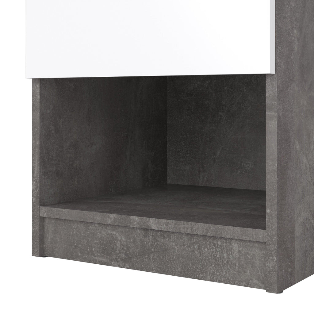 Naia Bedside 1 Drawer 1 Shelf in Concrete and White High Gloss - image 7