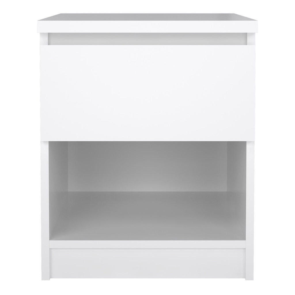 Naia Bedside 1 Drawer 1 Shelf in White High Gloss - image 2