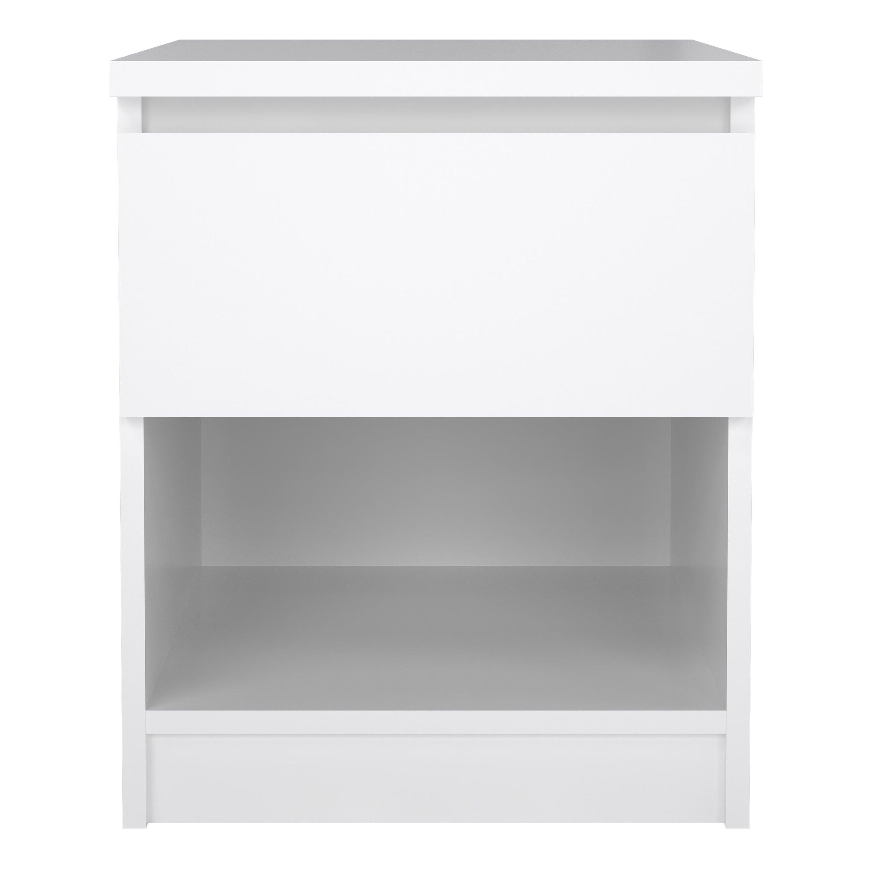 Naia Bedside 1 Drawer 1 Shelf in White High Gloss - image 2