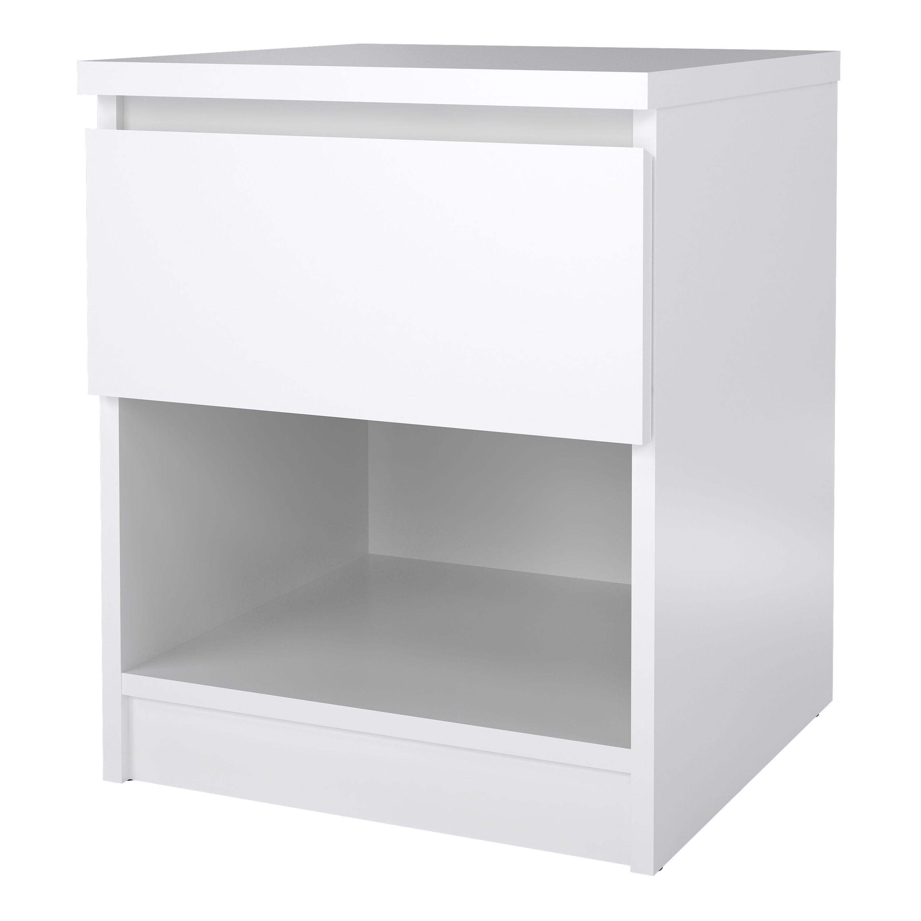 Naia Bedside 1 Drawer 1 Shelf in White High Gloss - image 3