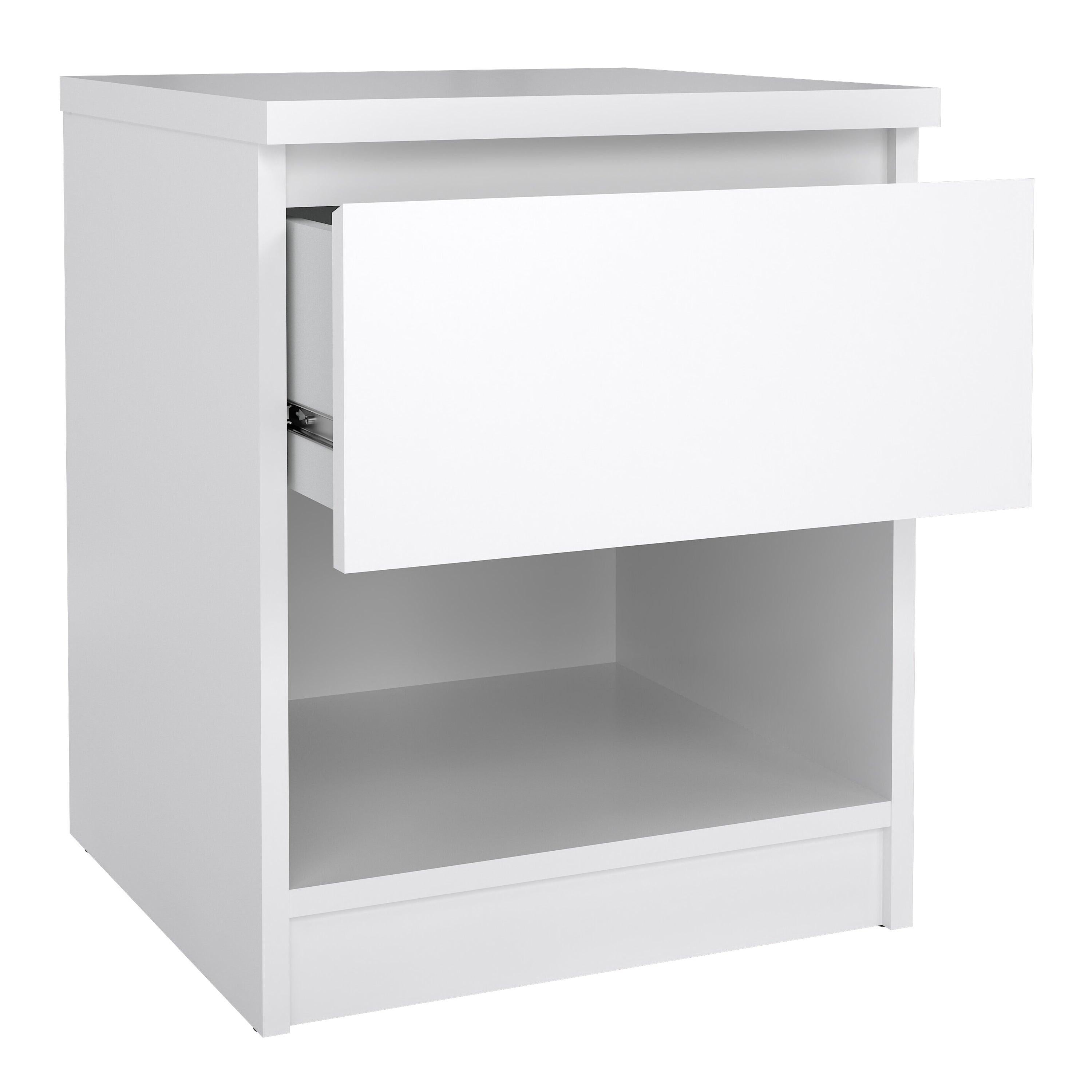 Naia Bedside 1 Drawer 1 Shelf in White High Gloss - image 4