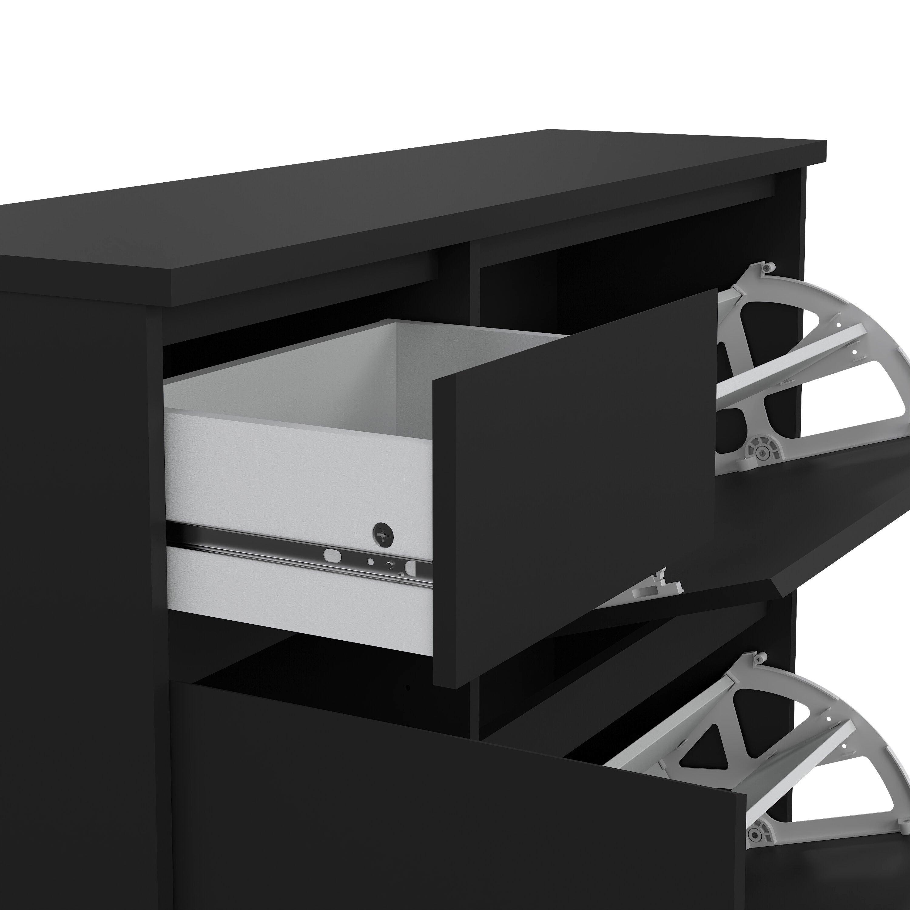Naia Shoe Cabinet with 2 Flip Down Doors 1 Door and 1 Drawer in Black Matt - image 10