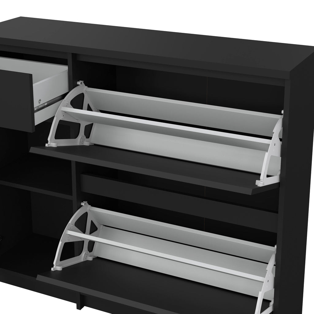 Naia Shoe Cabinet with 2 Flip Down Doors 1 Door and 1 Drawer in Black Matt - image 11