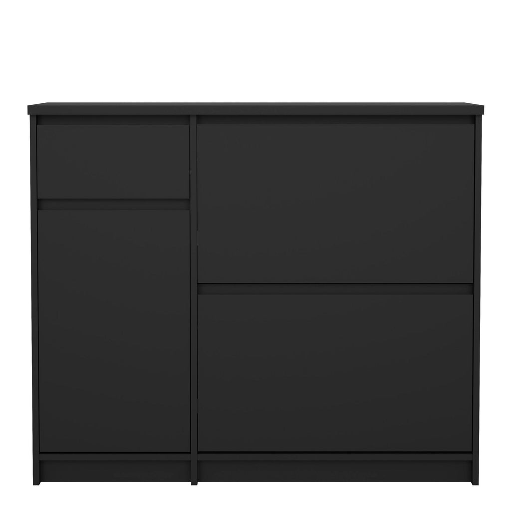 Naia Shoe Cabinet with 2 Flip Down Doors 1 Door and 1 Drawer in Black Matt - image 2
