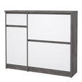 Naia Shoe Cabinet with 2 Flip Down Doors 1 Door and 1 Drawer in Concrete and White High Gloss - image 2