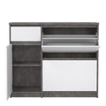 Naia Shoe Cabinet with 2 Flip Down Doors 1 Door and 1 Drawer in Concrete and White High Gloss - image 5