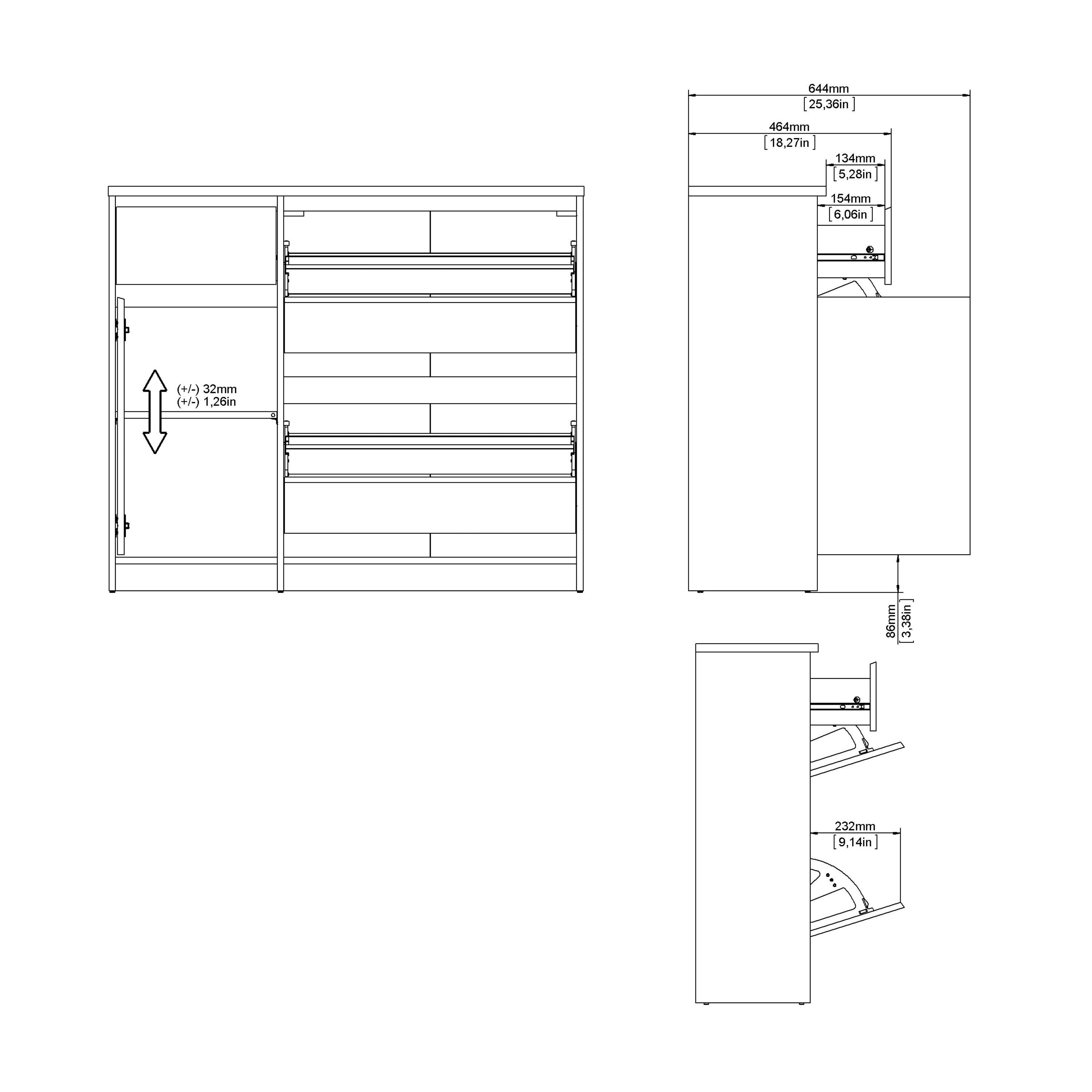 Naia Shoe Cabinet with 2 Flip Down Doors 1 Door and 1 Drawer in Jackson Hickory Oak - image 13