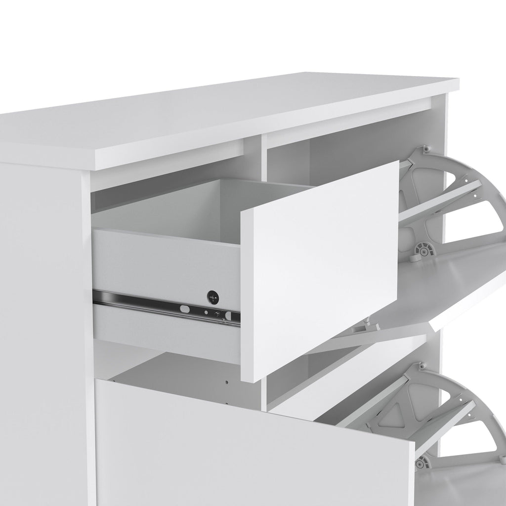 Naia Shoe Cabinet with 2 Flip Down Doors 1 Door and 1 Drawer in White High Gloss - image 10