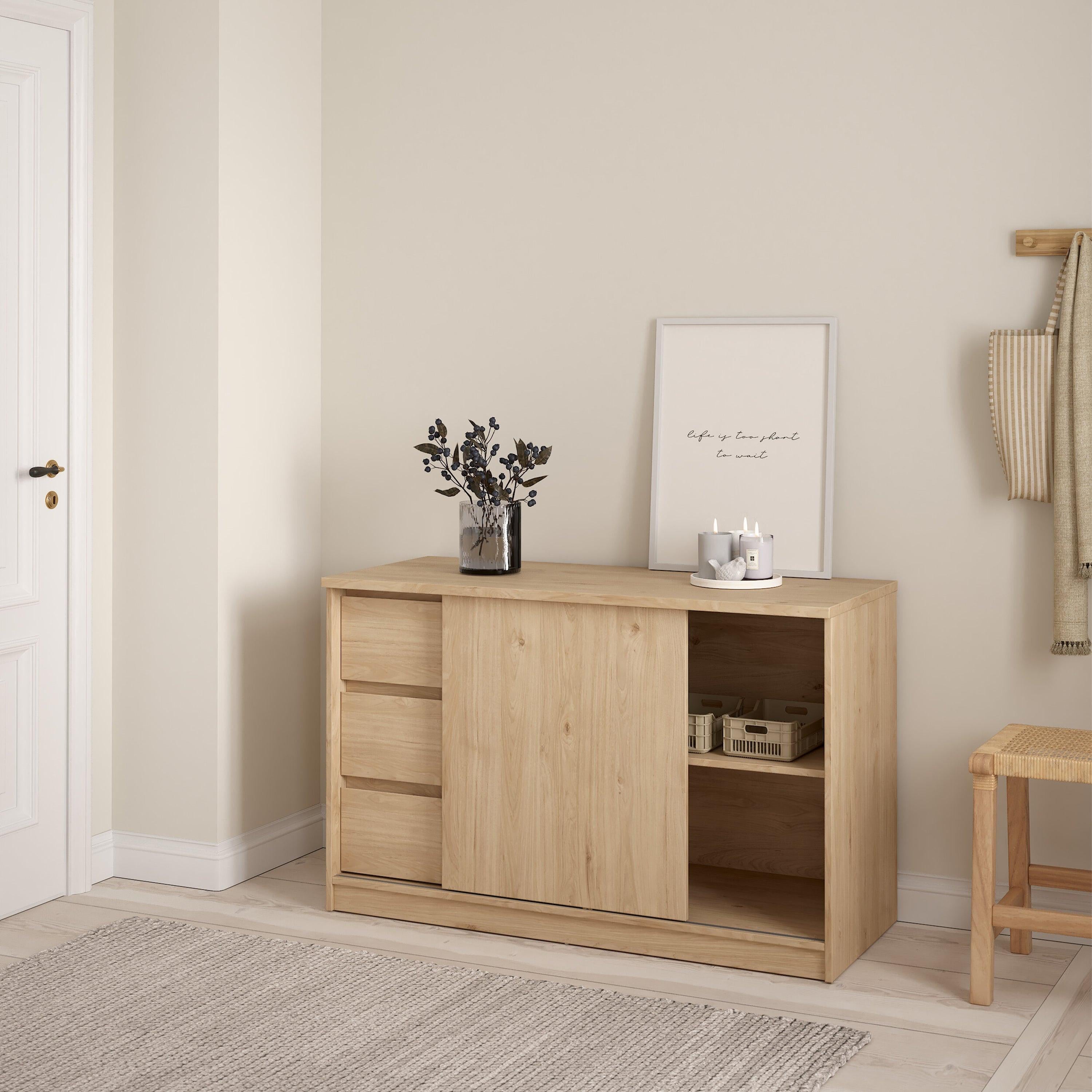 Naia Storage Unit with 1 Sliding Door and 3 Drawers in Jackson Hickory Oak - image 6