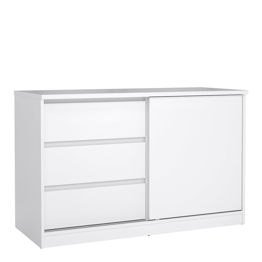 Naia Storage Unit with 1 Sliding Door and 3 Drawers in White High Gloss
