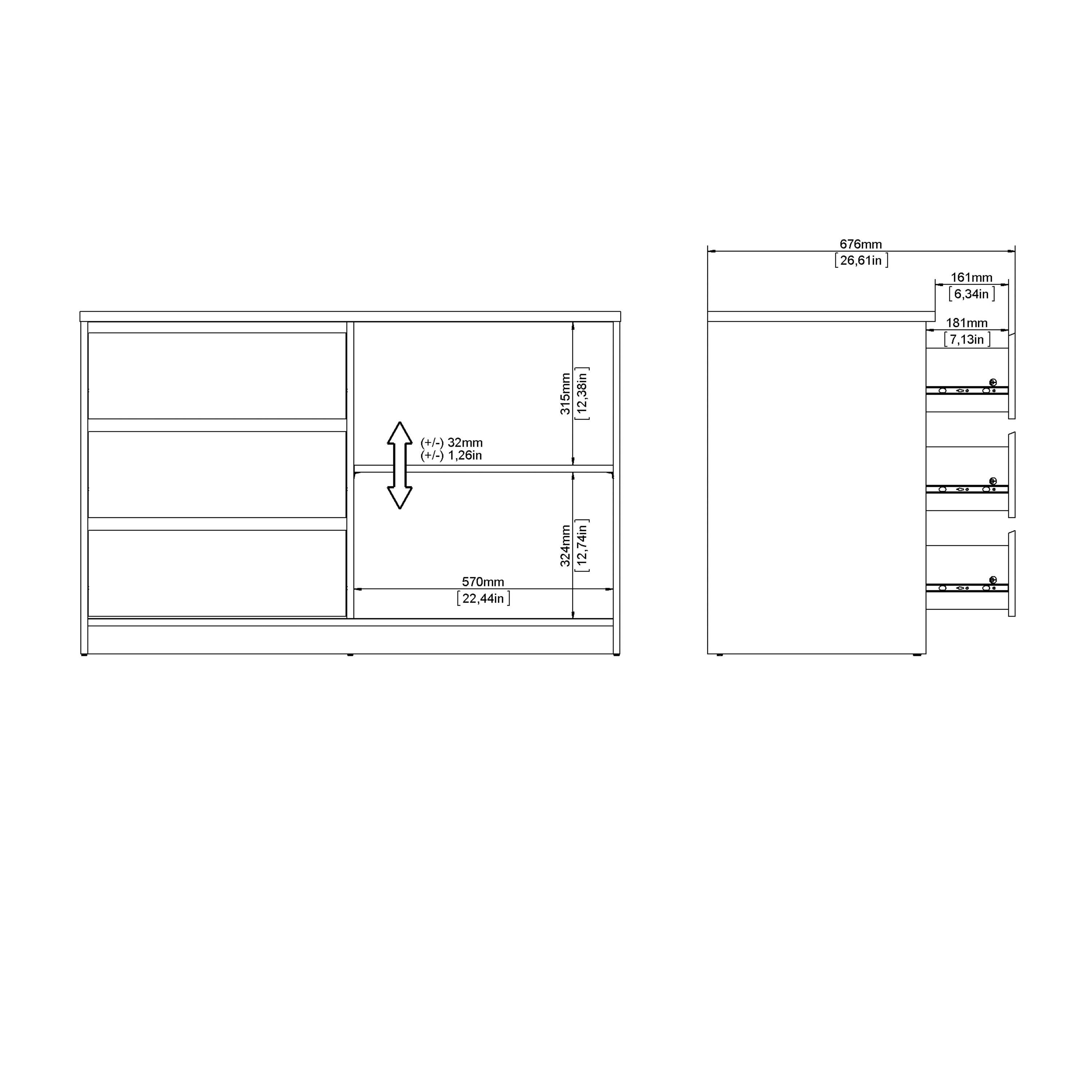 Naia Storage Unit with 1 Sliding Door and 3 Drawers in White High Gloss - image 10