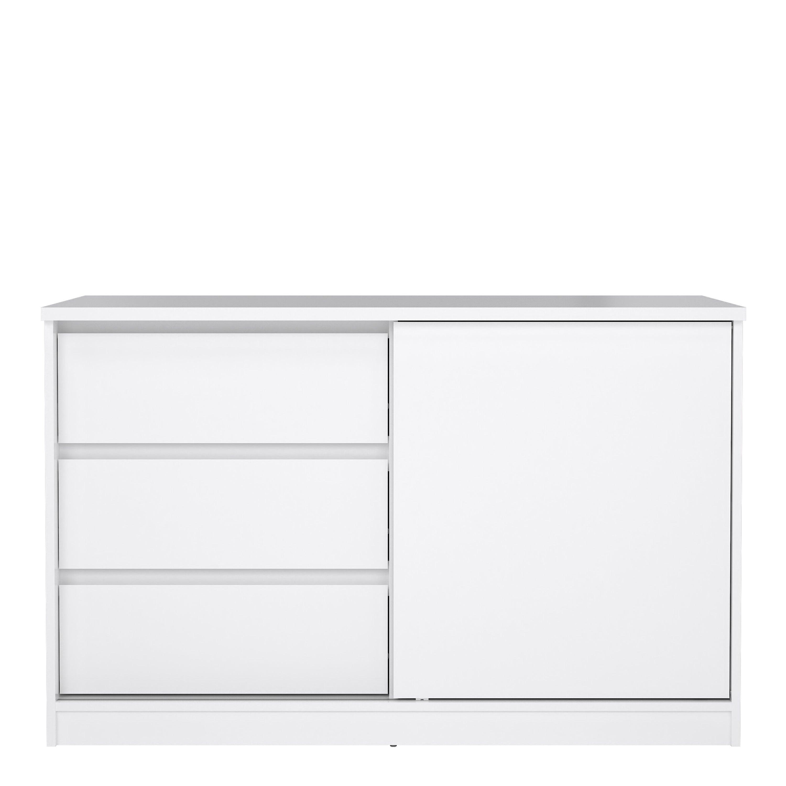 Naia Storage Unit with 1 Sliding Door and 3 Drawers in White High Gloss - image 2