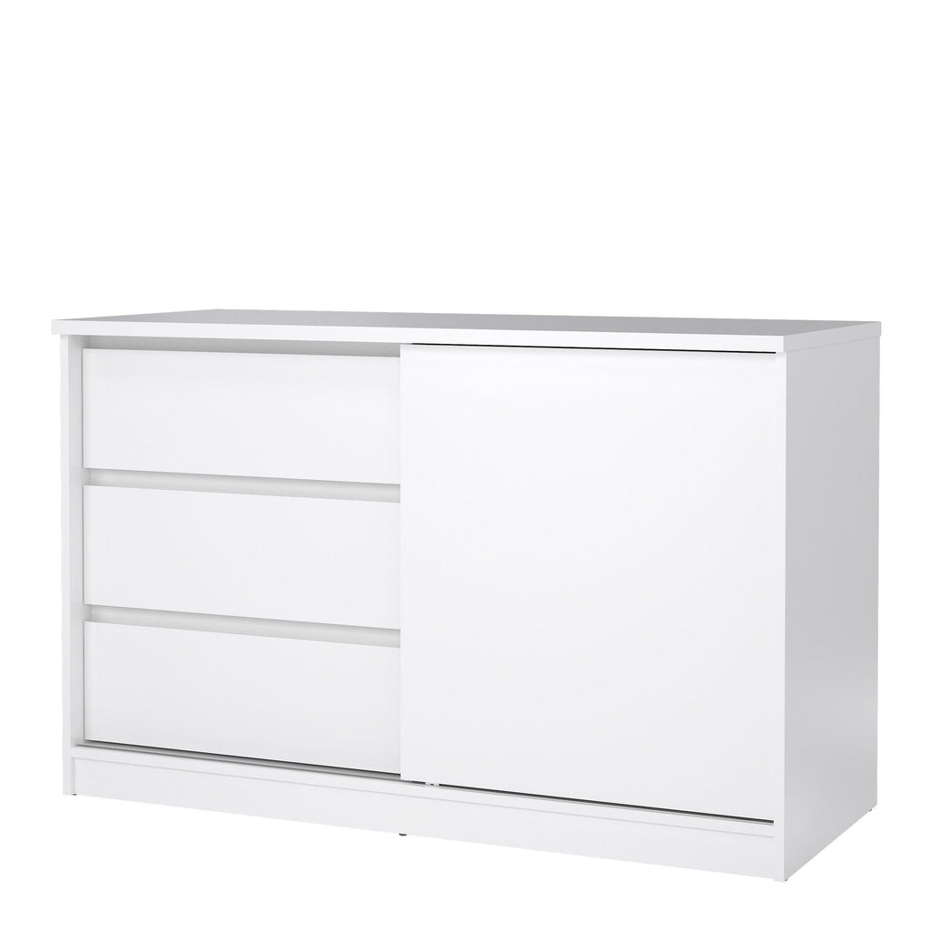 Naia Storage Unit with 1 Sliding Door and 3 Drawers in White High Gloss - image 3