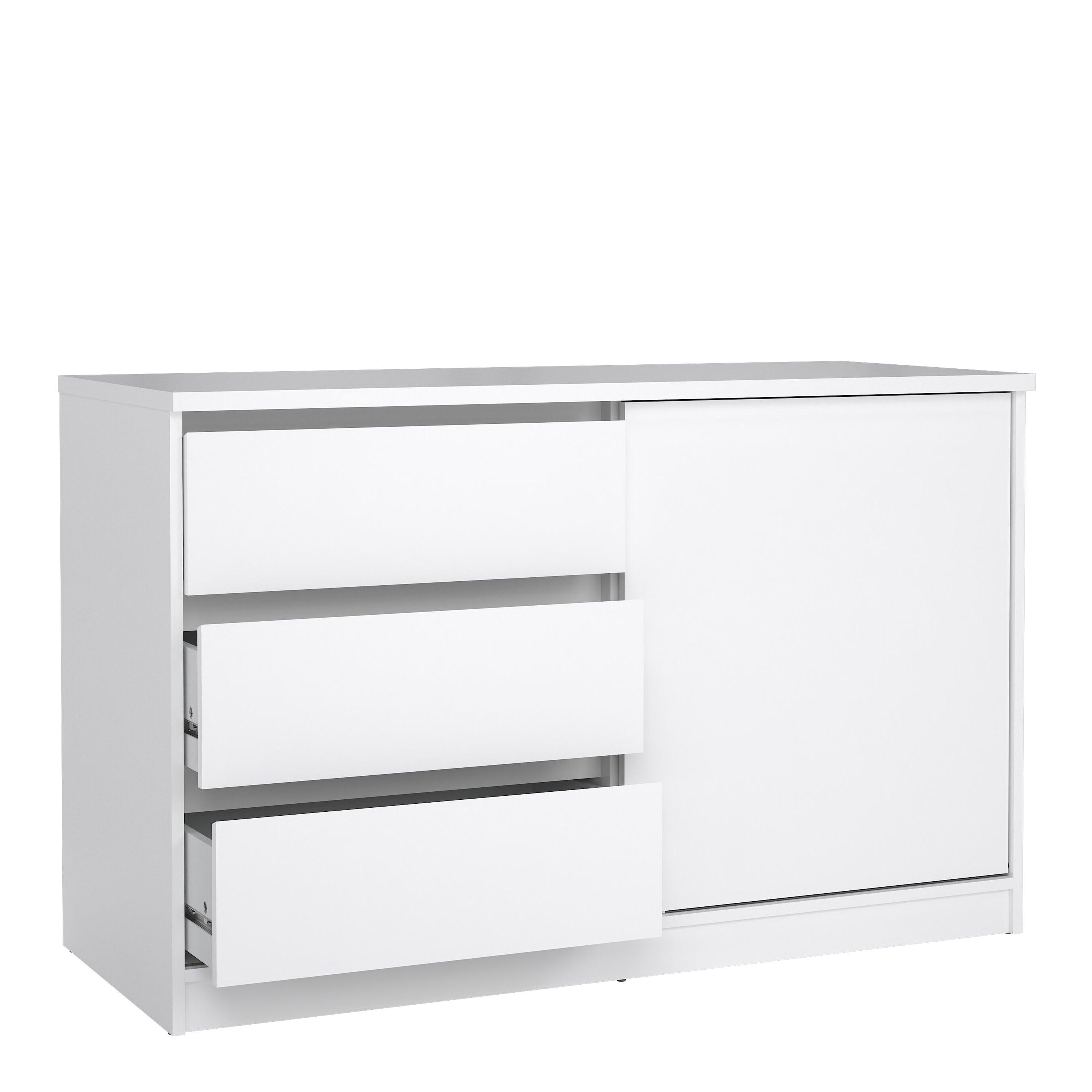 Naia Storage Unit with 1 Sliding Door and 3 Drawers in White High Gloss - image 4