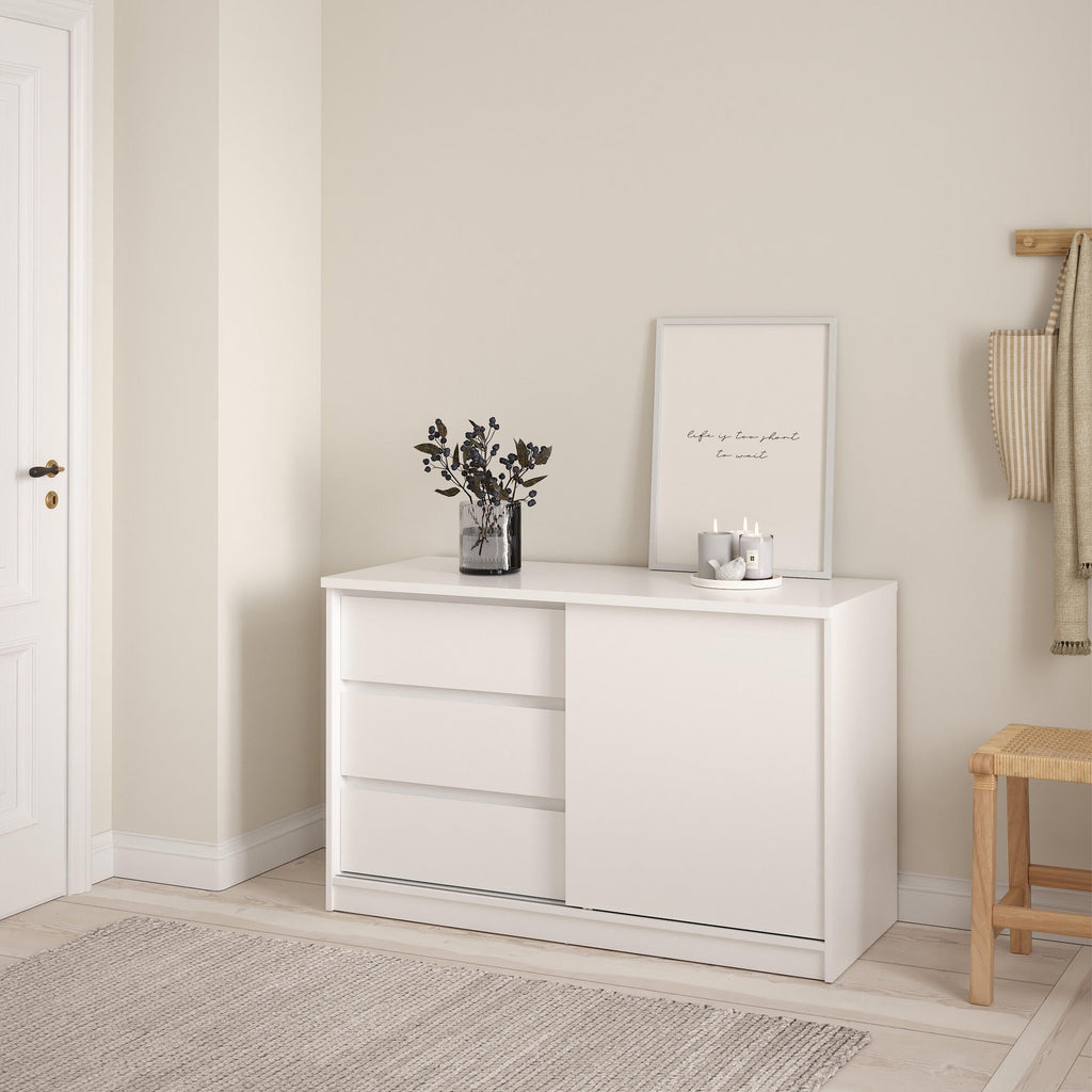 Naia Storage Unit with 1 Sliding Door and 3 Drawers in White High Gloss - image 5