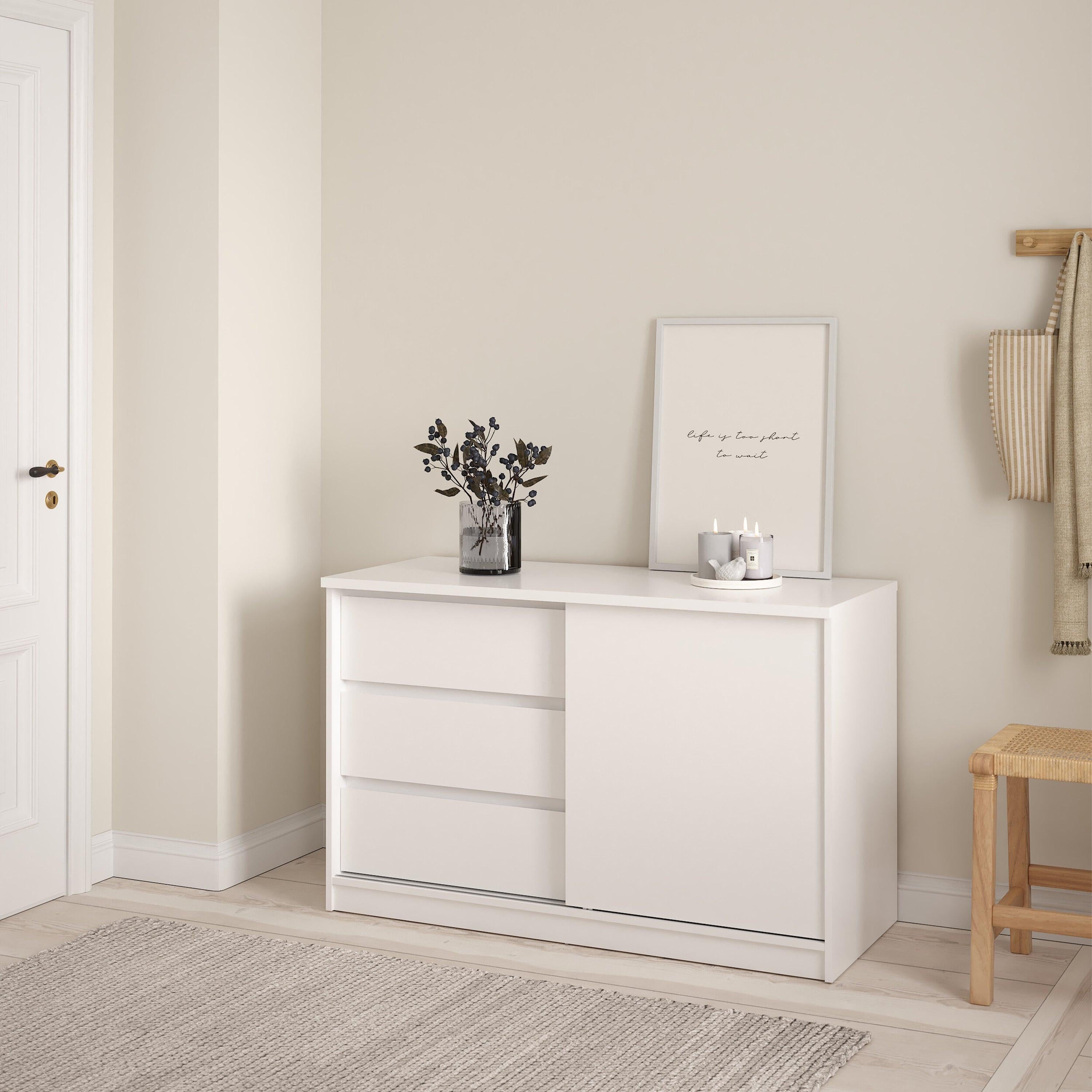 Naia Storage Unit with 1 Sliding Door and 3 Drawers in White High Gloss - image 5