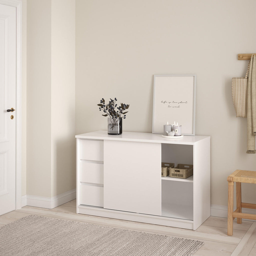 Naia Storage Unit with 1 Sliding Door and 3 Drawers in White High Gloss - image 6