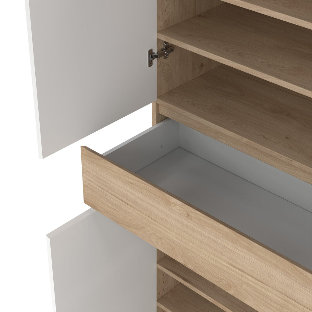 Naia Shoe Cabinet with 4 Doors 1 Drawer in Jackson Hickory Oak and White - image 11