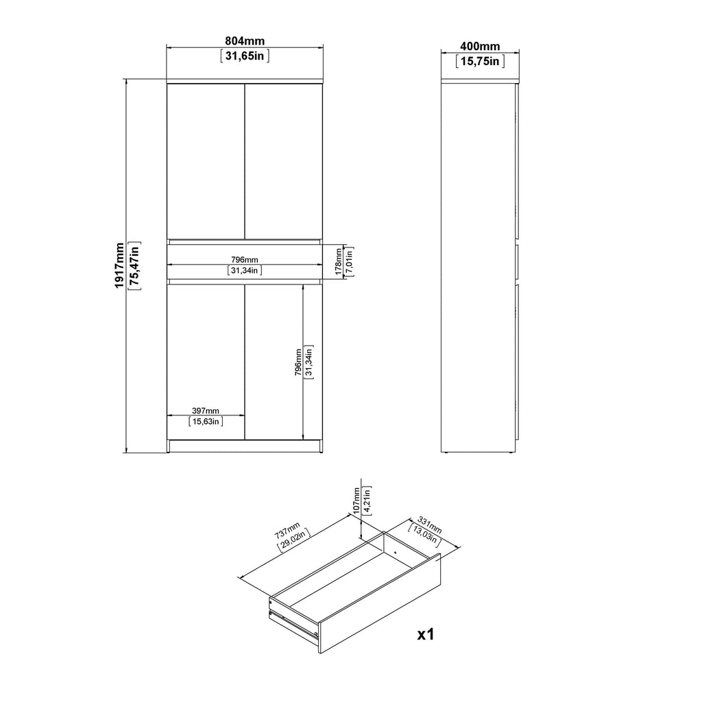 Naia Shoe Cabinet with 4 Doors 1 Drawer in Jackson Hickory Oak and White - image 13