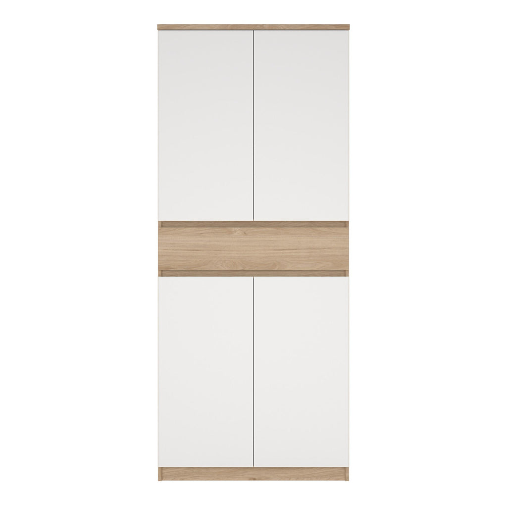 Naia Shoe Cabinet with 4 Doors 1 Drawer in Jackson Hickory Oak and White - image 2
