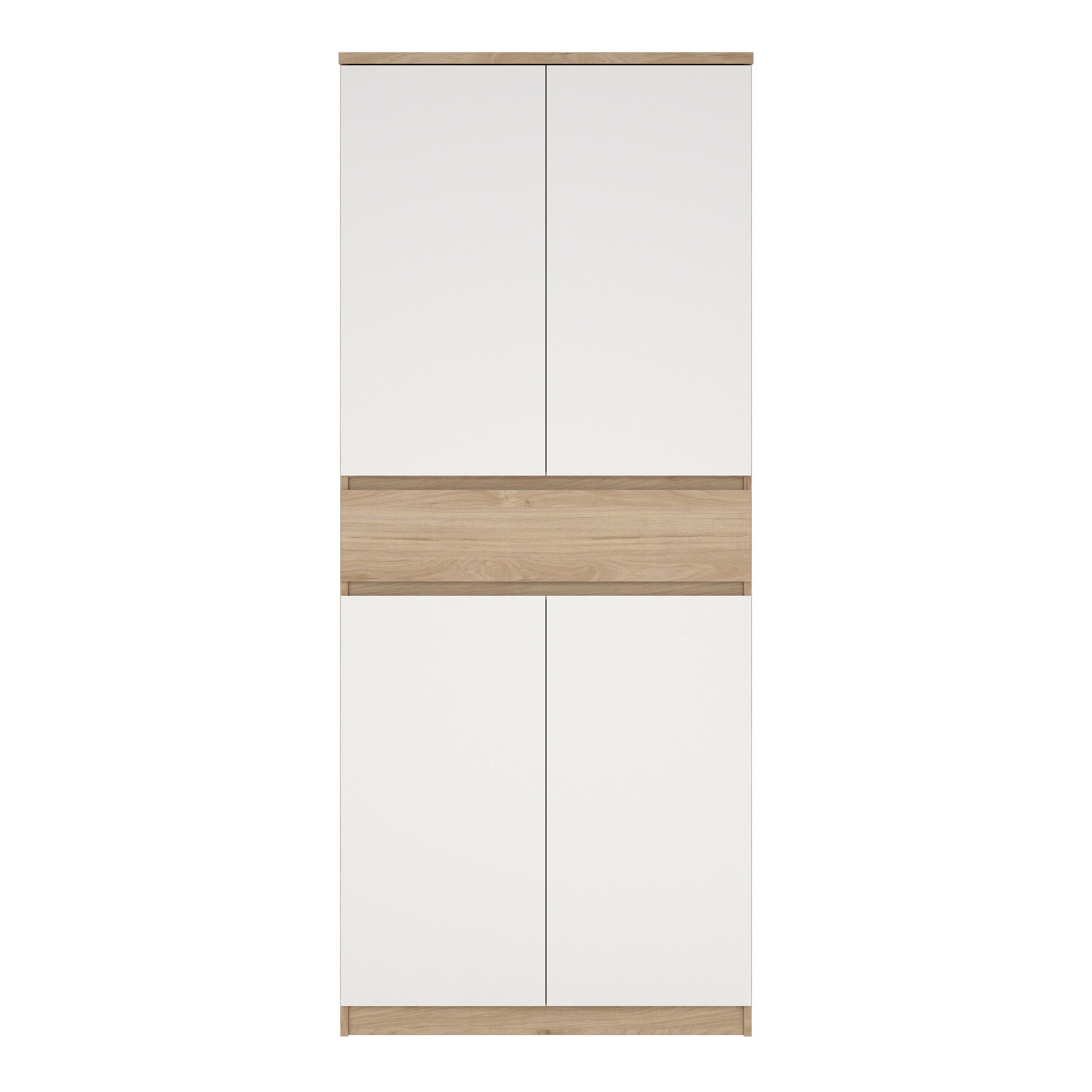 Naia Shoe Cabinet with 4 Doors 1 Drawer in Jackson Hickory Oak and White - image 2