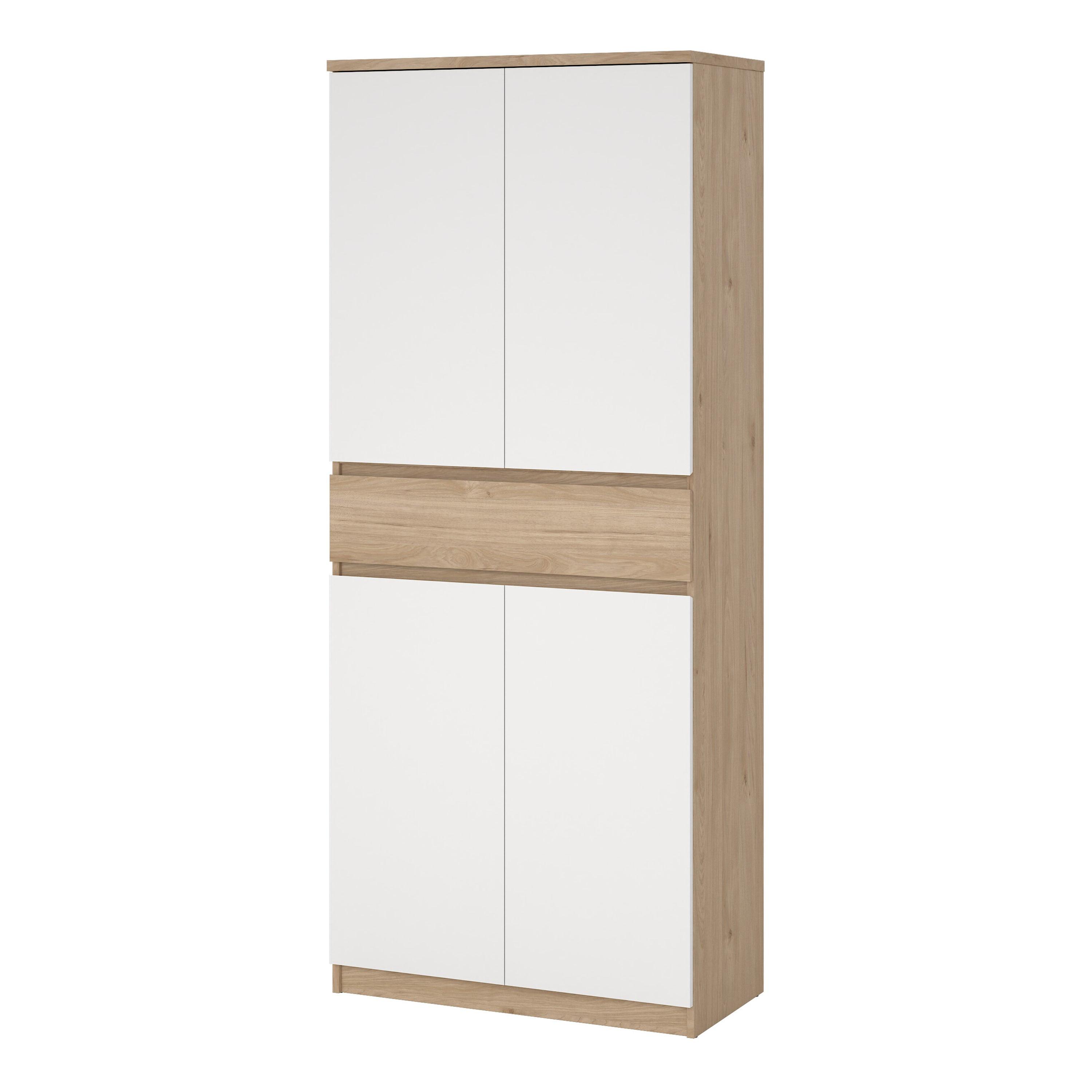 Naia Shoe Cabinet with 4 Doors 1 Drawer in Jackson Hickory Oak and White - image 3