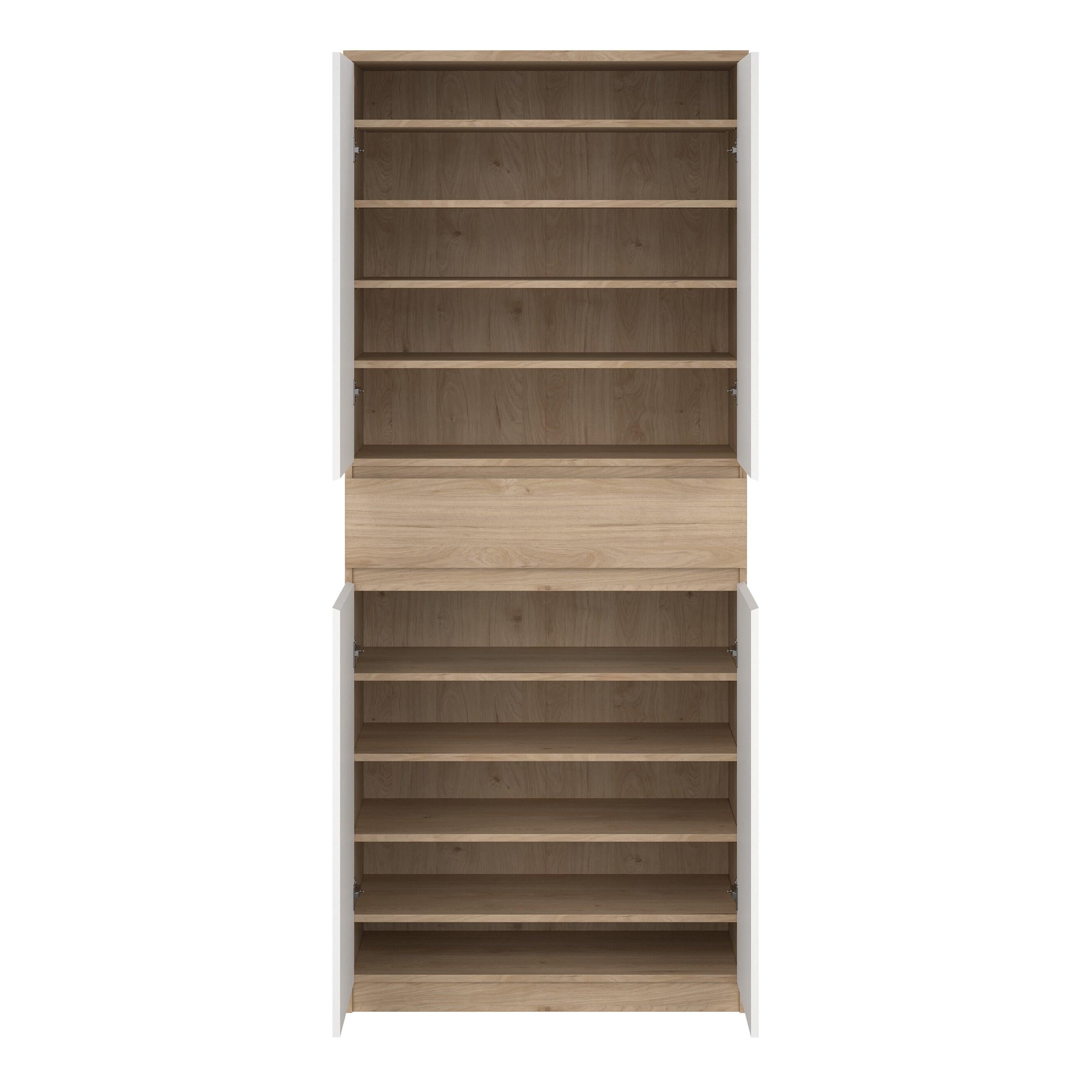Naia Shoe Cabinet with 4 Doors 1 Drawer in Jackson Hickory Oak and White - image 6