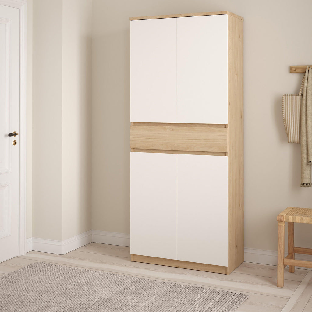 Naia Shoe Cabinet with 4 Doors 1 Drawer in Jackson Hickory Oak and White - image 7