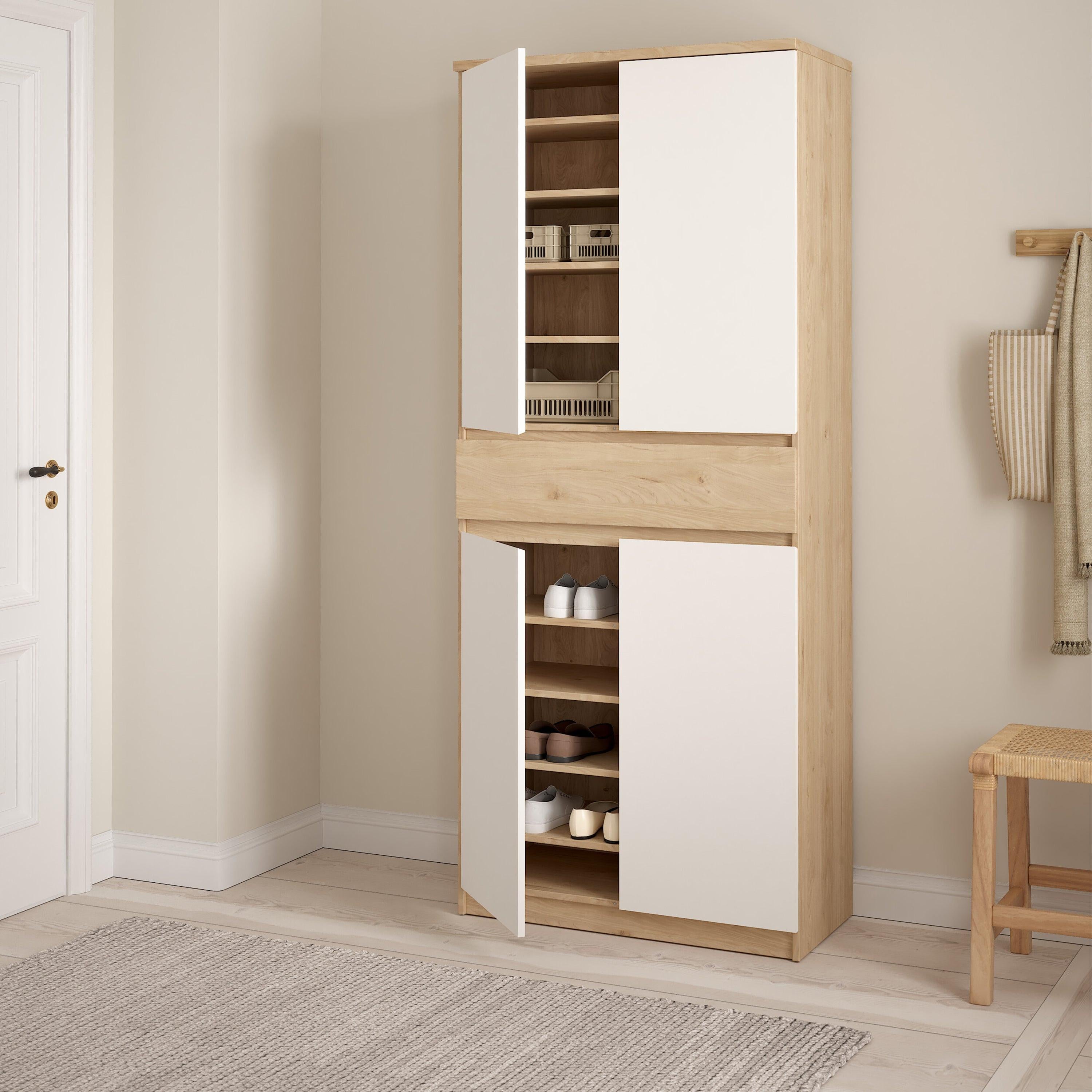 Naia Shoe Cabinet with 4 Doors 1 Drawer in Jackson Hickory Oak and White - image 8