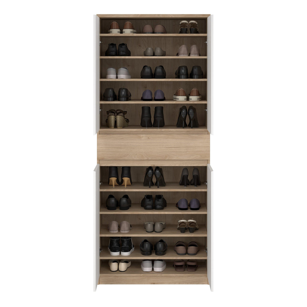 Naia Shoe Cabinet with 4 Doors 1 Drawer in Jackson Hickory Oak and White - image 9