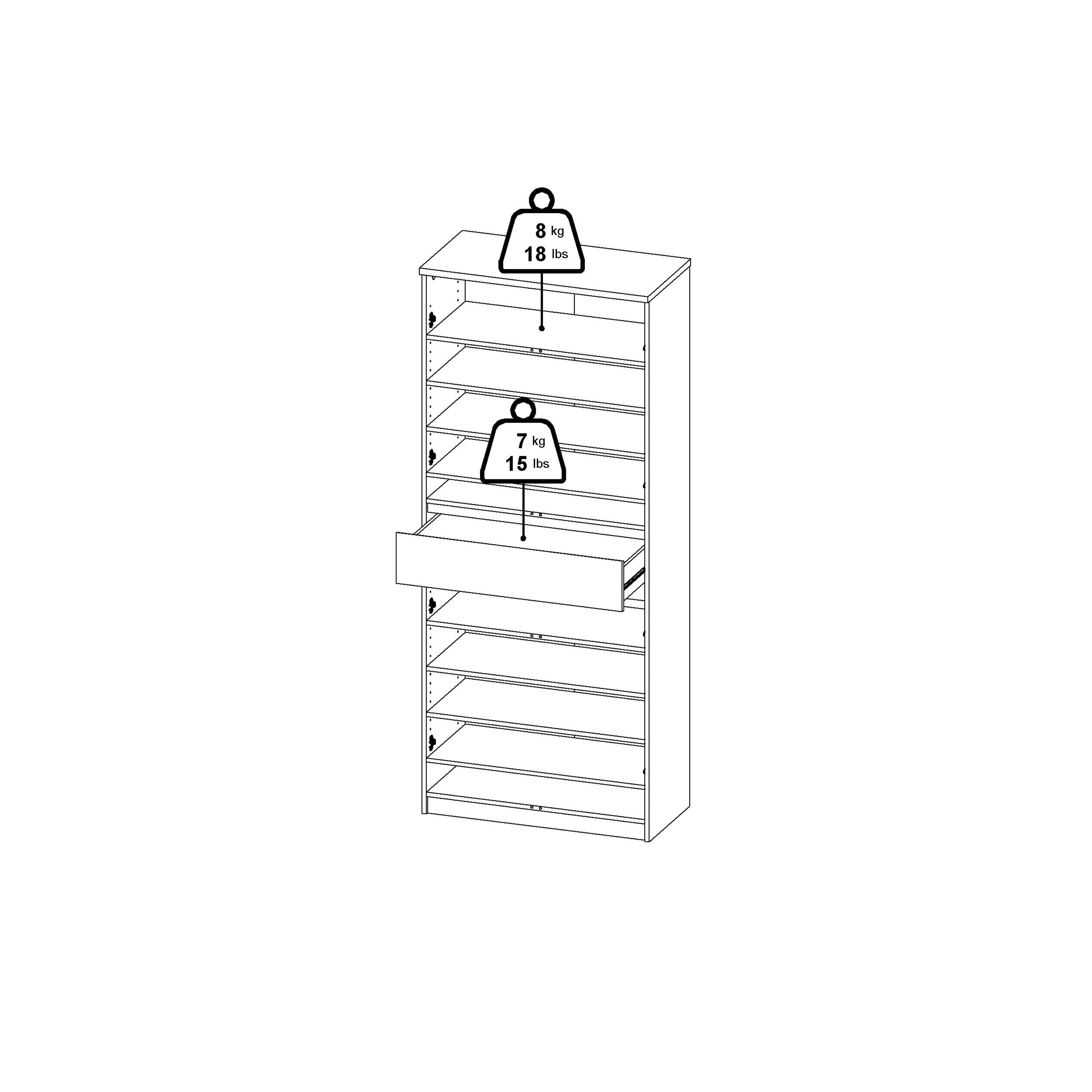 Naia Shoe Cabinet with 4 Doors 1 Drawer in Jackson Hickory Oak and Black - image 15