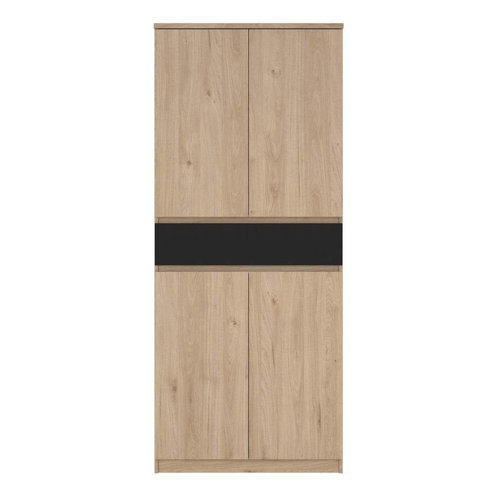 Naia Shoe Cabinet with 4 Doors 1 Drawer in Jackson Hickory Oak and Black - image 2