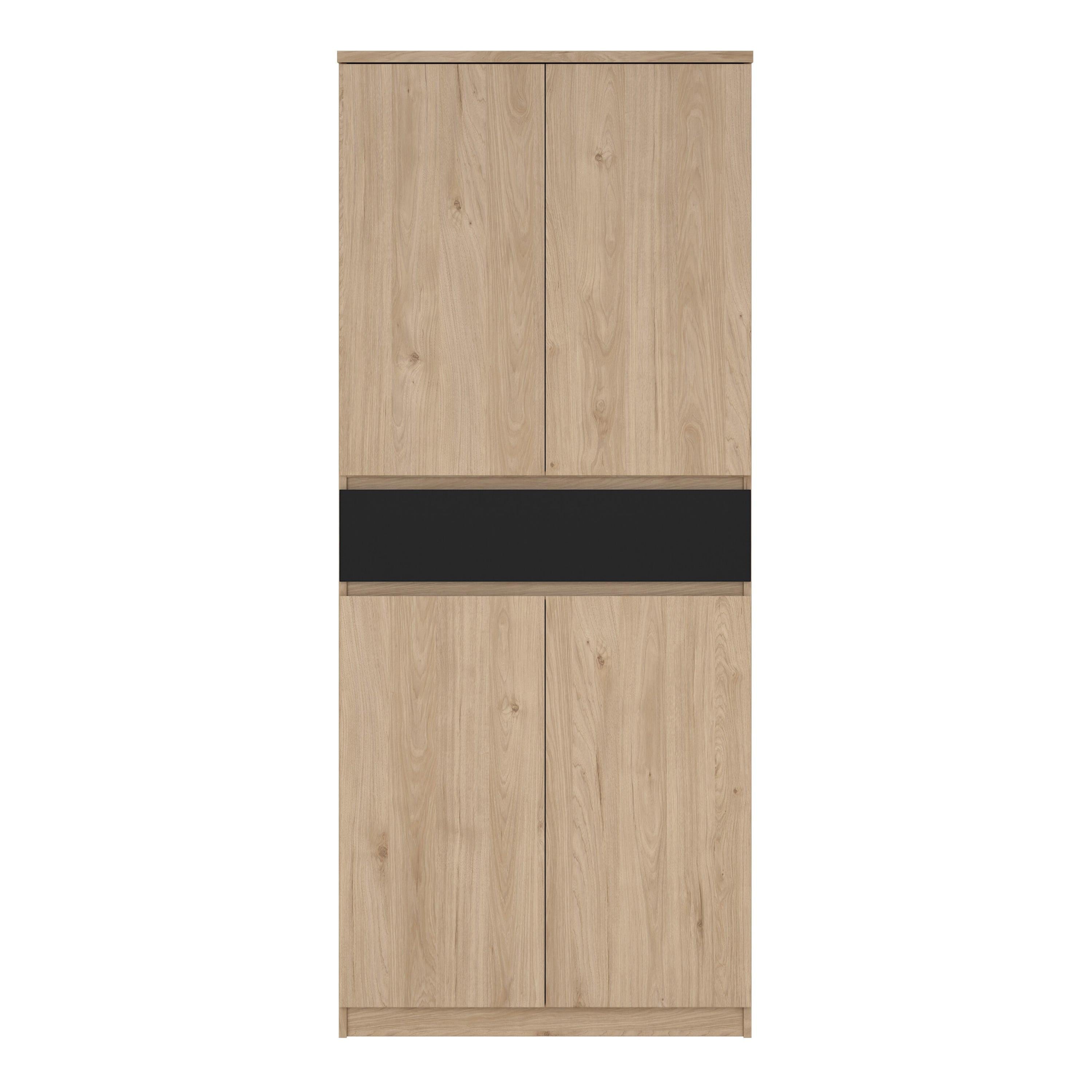 Naia Shoe Cabinet with 4 Doors 1 Drawer in Jackson Hickory Oak and Black - image 2