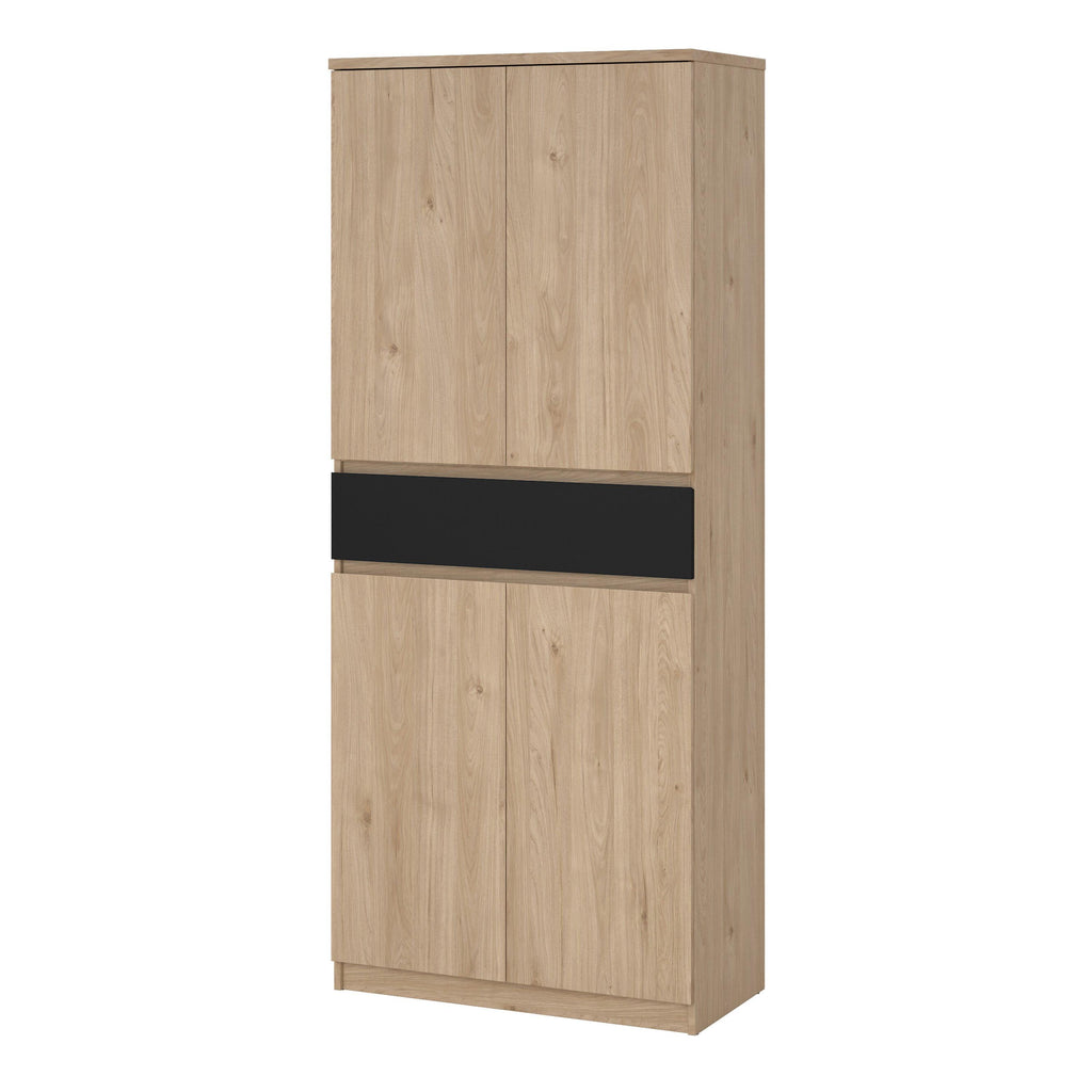 Naia Shoe Cabinet with 4 Doors 1 Drawer in Jackson Hickory Oak and Black - image 3