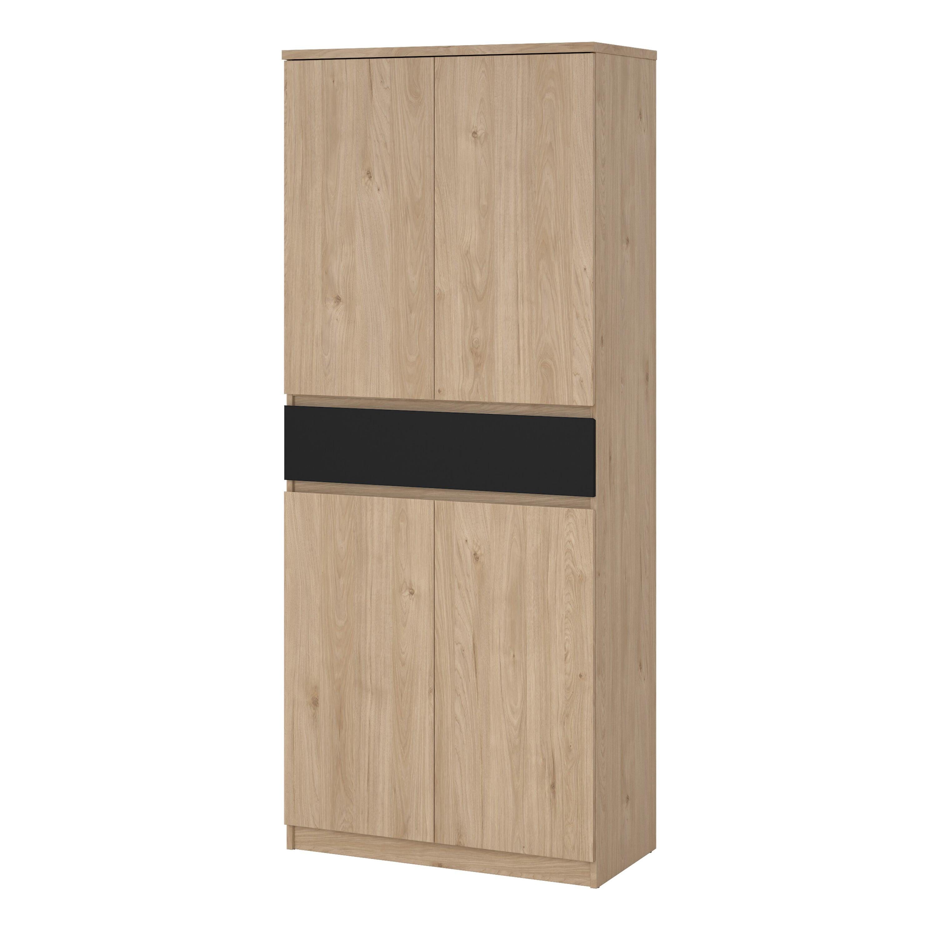 Naia Shoe Cabinet with 4 Doors 1 Drawer in Jackson Hickory Oak and Black - image 3