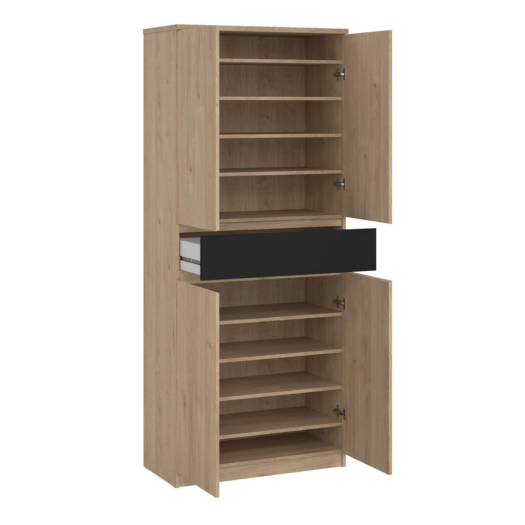 Naia Shoe Cabinet with 4 Doors 1 Drawer in Jackson Hickory Oak and Black - image 5
