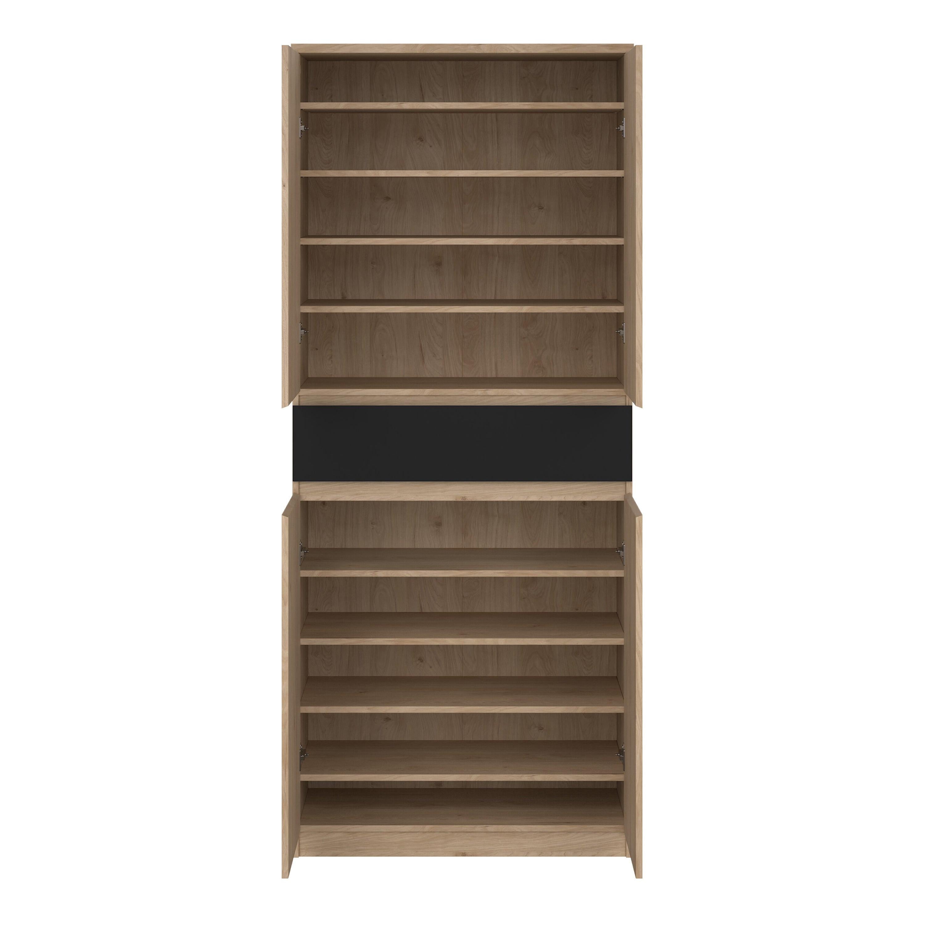 Naia Shoe Cabinet with 4 Doors 1 Drawer in Jackson Hickory Oak and Black - image 6