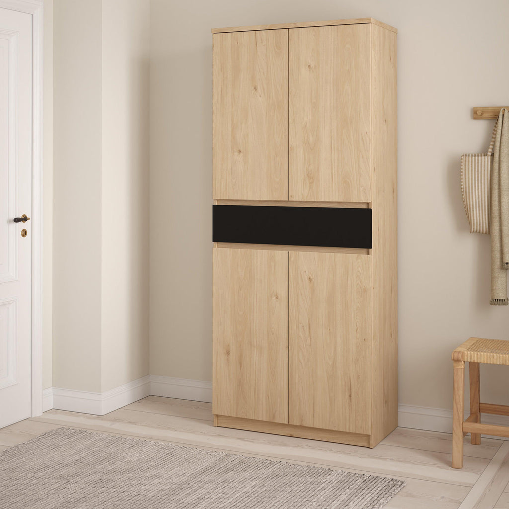 Naia Shoe Cabinet with 4 Doors 1 Drawer in Jackson Hickory Oak and Black - image 7