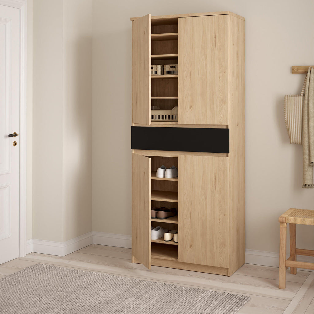 Naia Shoe Cabinet with 4 Doors 1 Drawer in Jackson Hickory Oak and Black - image 8