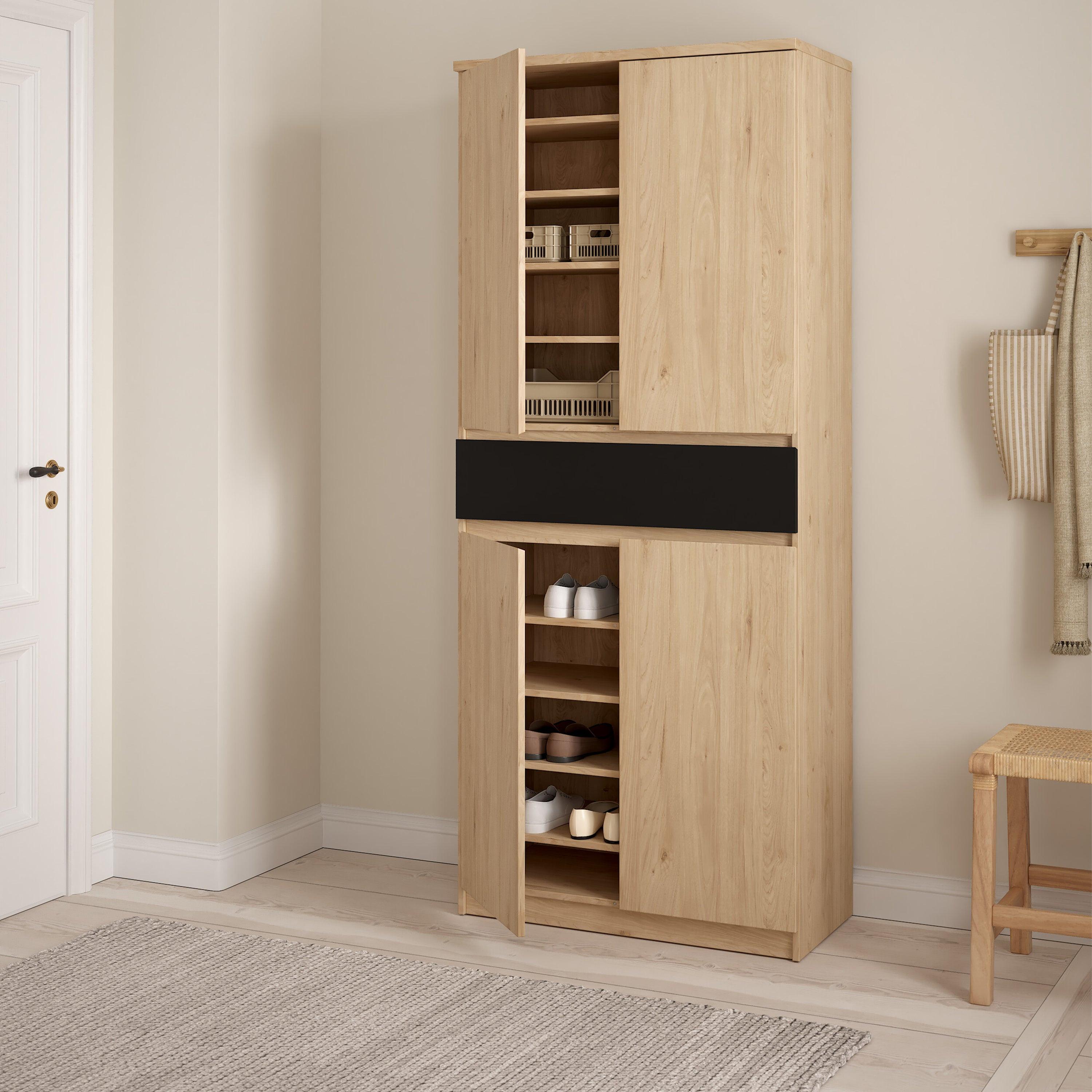 Naia Shoe Cabinet with 4 Doors 1 Drawer in Jackson Hickory Oak and Black - image 8
