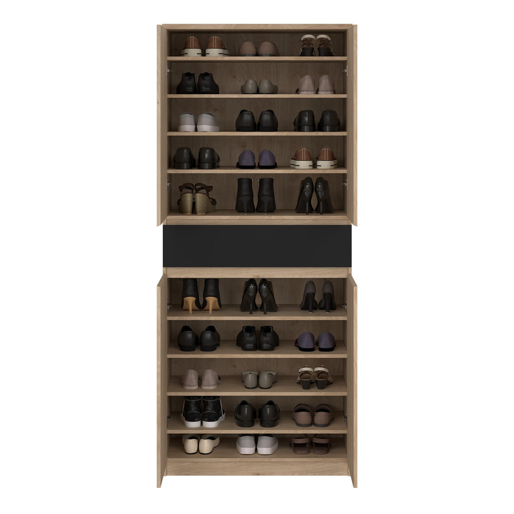 Naia Shoe Cabinet with 4 Doors 1 Drawer in Jackson Hickory Oak and Black - image 9
