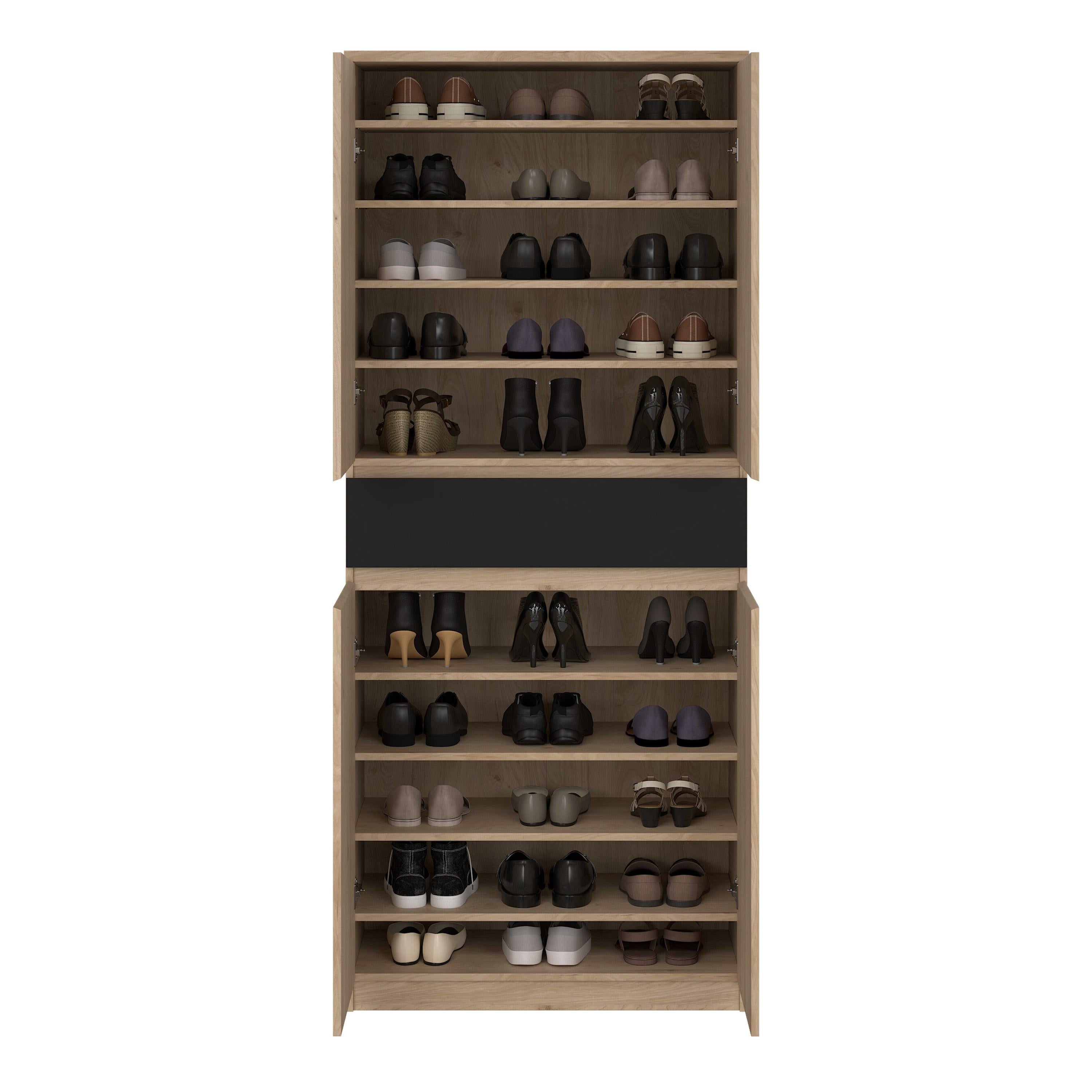Naia Shoe Cabinet with 4 Doors 1 Drawer in Jackson Hickory Oak and Black - image 9