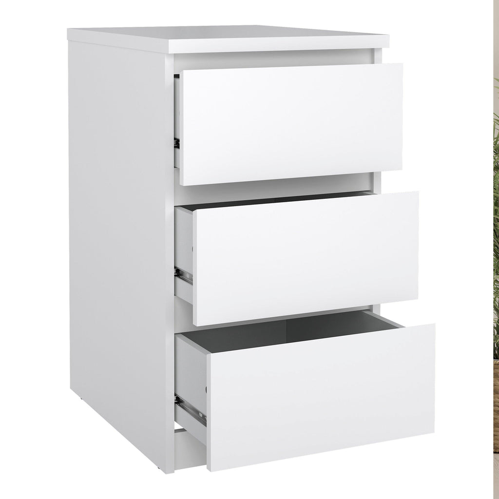 Naia Package - Bedside 3 Drawers + Chest of 5 Drawers + Wardrobe with 2 Doors + 1 Drawer in White High Gloss - image 3