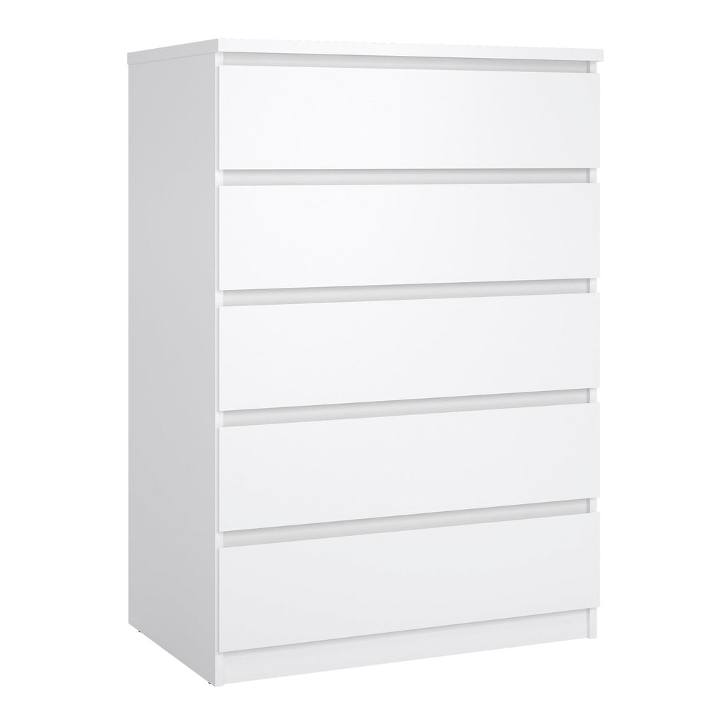 Naia Package - Bedside 3 Drawers + Chest of 5 Drawers + Wardrobe with 2 Doors + 1 Drawer in White High Gloss - image 5