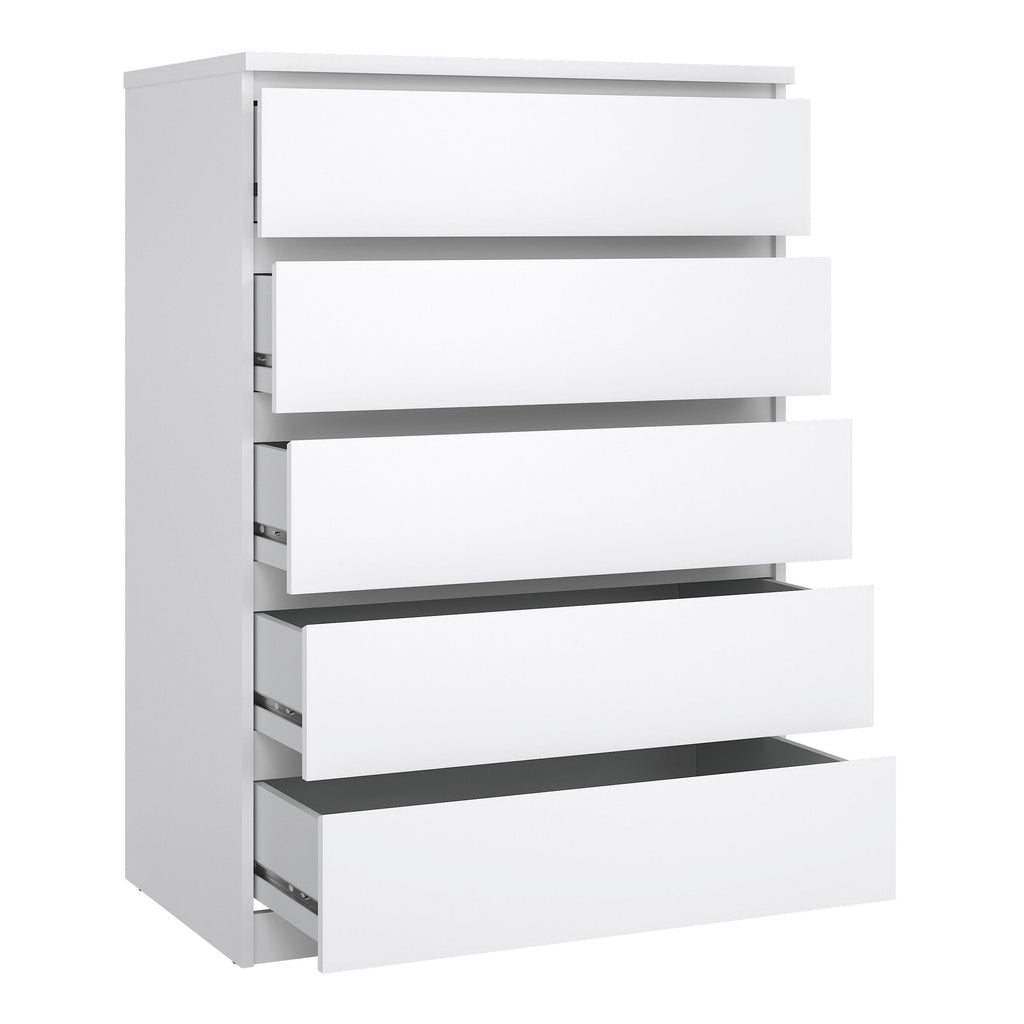 Naia Package - Bedside 3 Drawers + Chest of 5 Drawers + Wardrobe with 2 Doors + 1 Drawer in White High Gloss - image 6