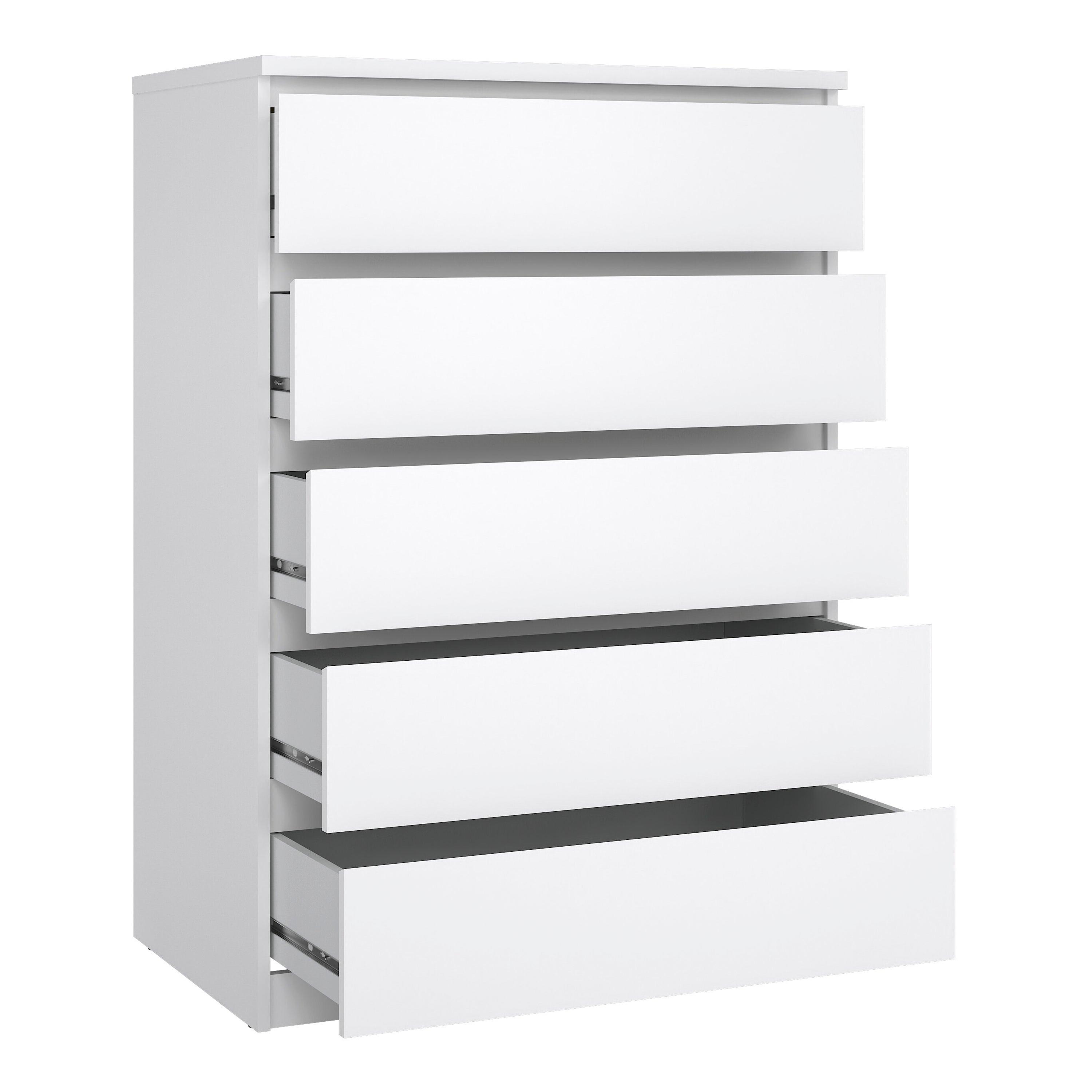 Naia Package - Bedside 3 Drawers + Chest of 5 Drawers + Wardrobe with 2 Doors + 1 Drawer in White High Gloss - image 6
