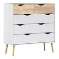 Oslo Package - Bedside 1 Drawer + Chest of 5 Drawers (2+3) + Wardrobe 3 Doors 3 Drawers in White and Oak - image 5