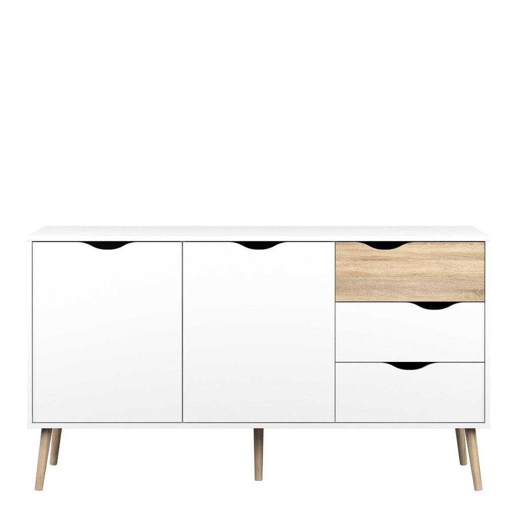 Oslo Sideboard Large 3 Drawers 2 Doors in White and Oak - image 2